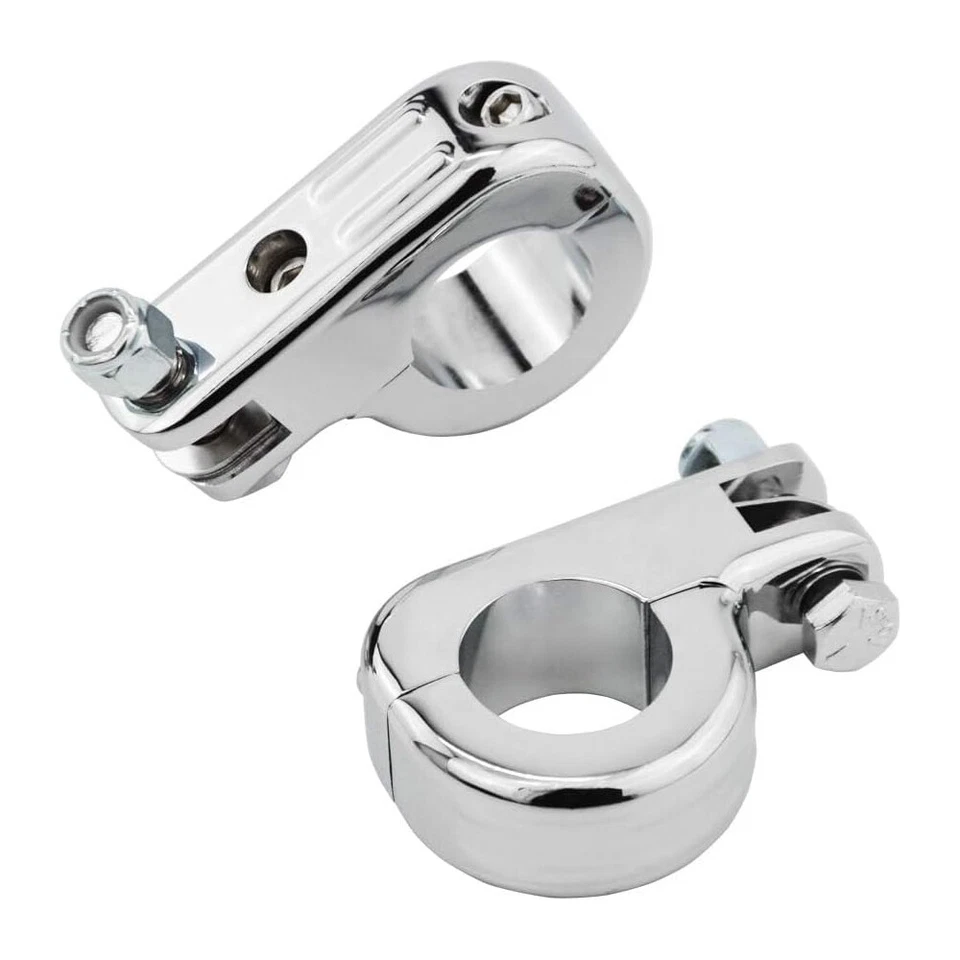 Abrazaderas de soporte de reposapiés clavija de motor de barra cromadas para motocicleta de 1,25" Foto 4 de 4