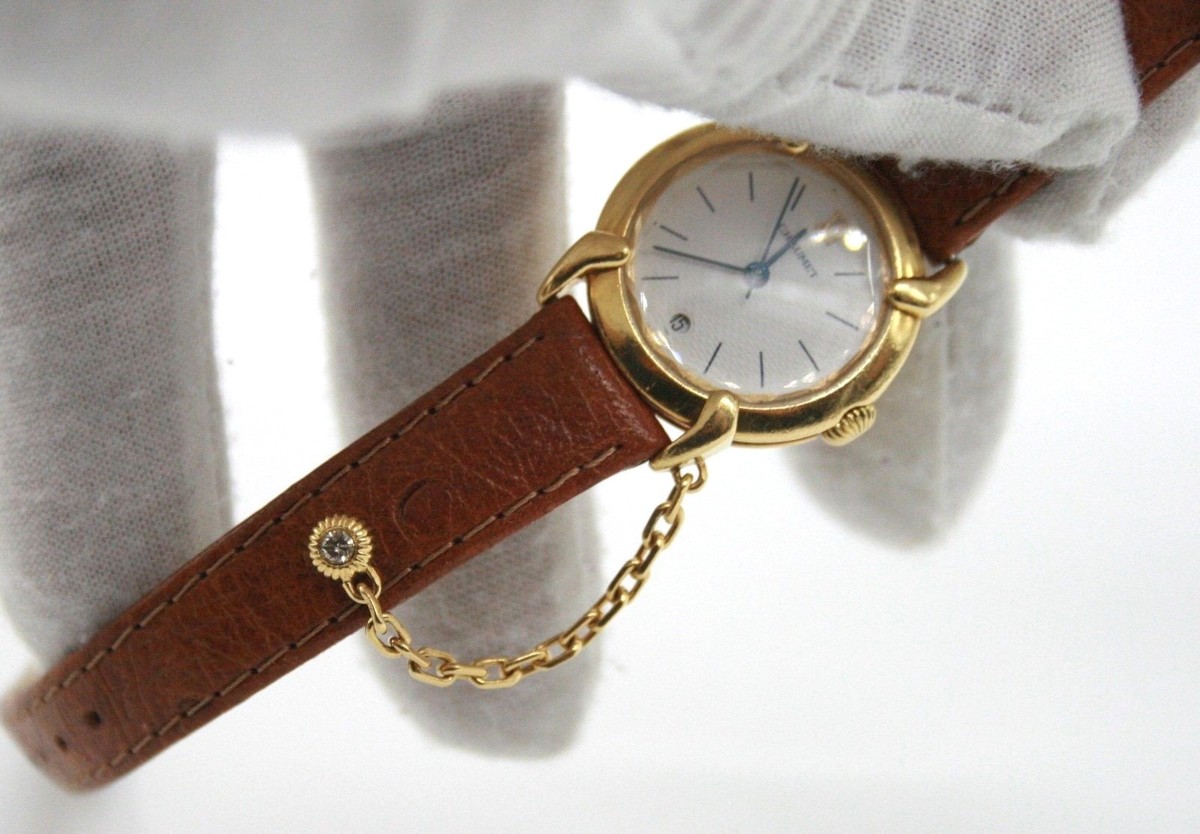 chaumet 18k yellow gold ladies 25mm quartz watch faceted 