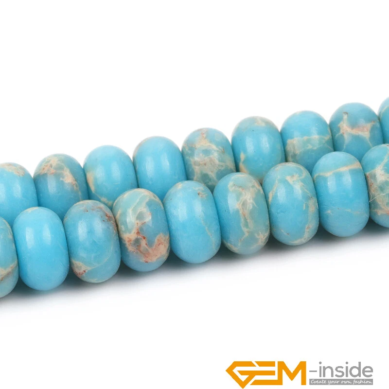 Natural Sea Sediment Jasper Gemstone Rondelle Spacer Jewelry Making Beads 15" - Image 2 of 4