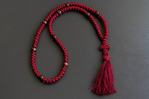 100 knots Burgundy Floss Komboskini Orthodox Prayer Rope wooden beads Jesus gift