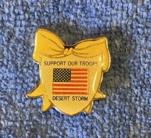 Support Our Troops, Desert Storm Yellow Ribbon Design Clutch Back Pin