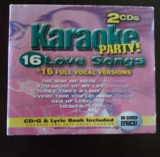 Karaoke Party 16 Love Songs 2 CDs CD G  Lyric Book Included On Screen Lyrics