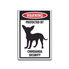 Warning Protected By Chihuahua Security Dog Sign for Front Door 12"x 8"