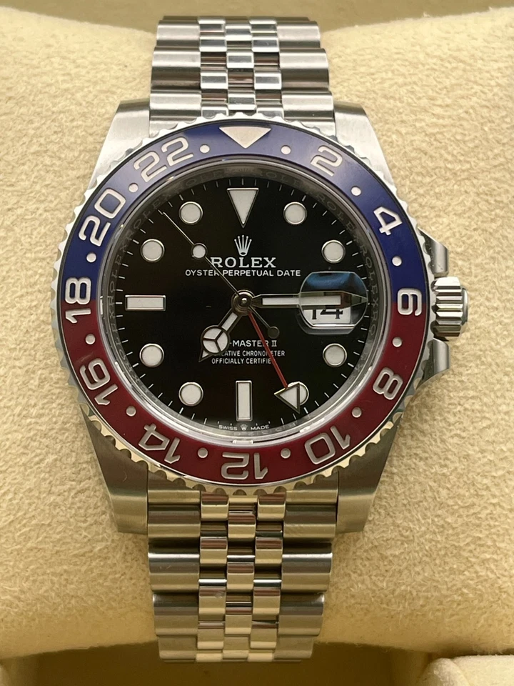 Rolex GMT-Master II 126710BLRO Silver Jubilee Bracelet with Red and Blue Bezel