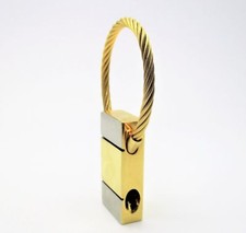 Key Holder Lock Cable Style Yellow and Nickel Tone Approx. 2"