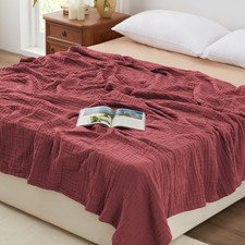 6 Layer 100 Cotton Muslin Blanket, 108"x90" Muslin King Size Blanket for Bed...