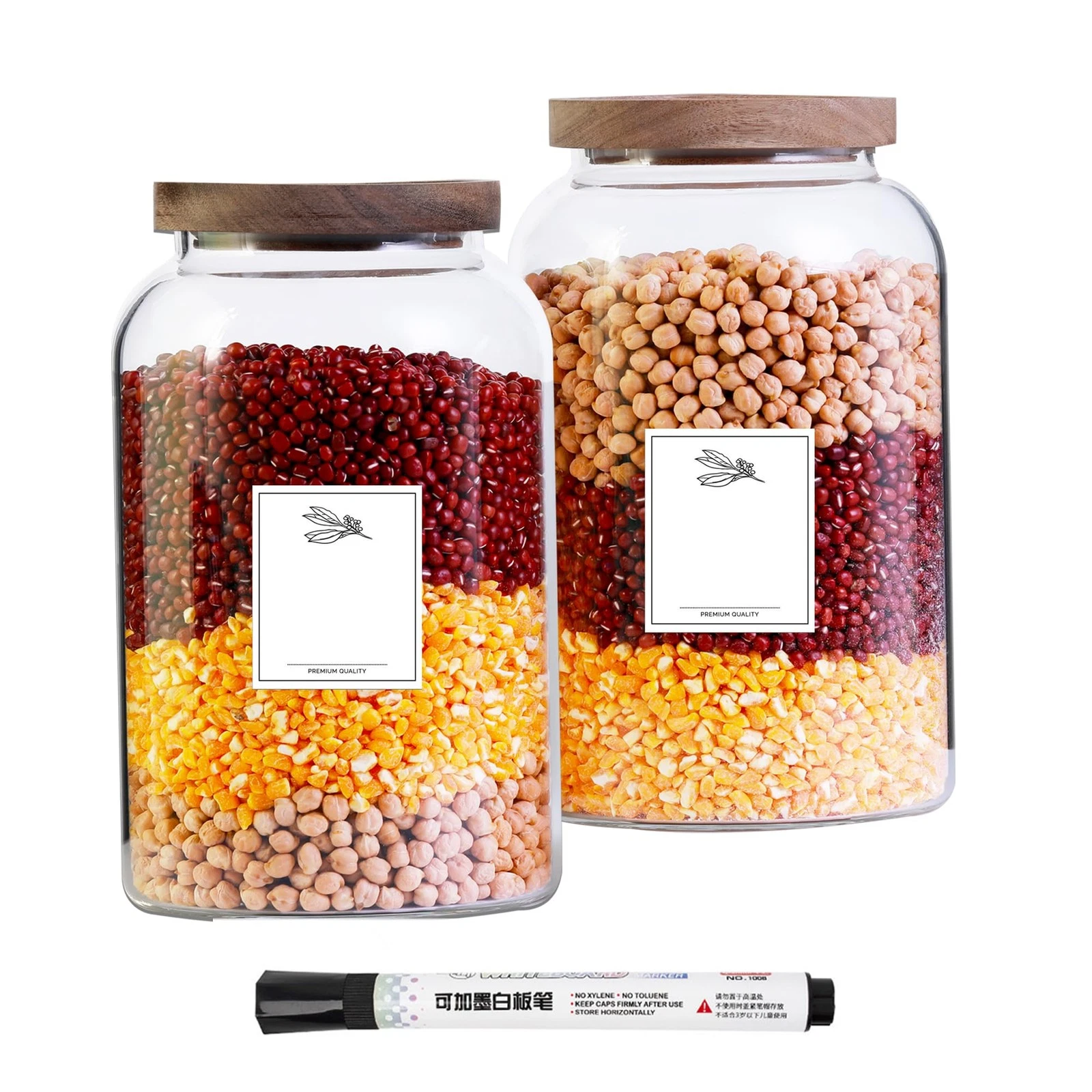 2.8L Large Capacity Transparent Glass Sealed Jars with Lids.Food Storage Jars...