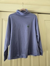 LL Bean Turtleneck Top Women 1X Larkspur Blue Pullover 100 Supima Cotton Preppy