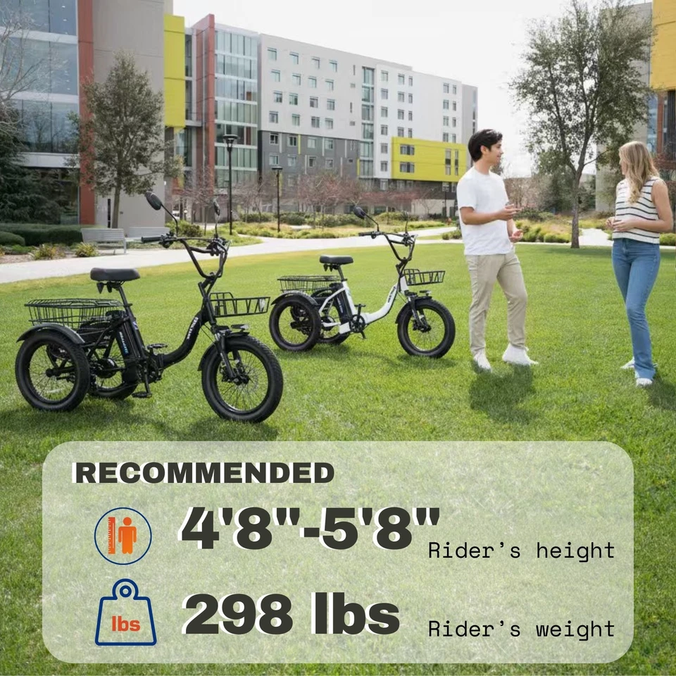 Triciclo Eléctrico Plegable Neumático Narrak 18"x 3.0 350W Step-Thru Etrike 374WH Batería Foto 3 de 4