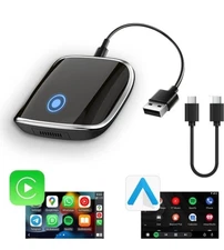 Wireless Carplay/Android Auto 2-in-1 Adapter, Plug and Play Low Latency Stable