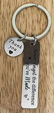 Keyring Never Forget the Difference you've Made Thank You Heart Charms New Seale