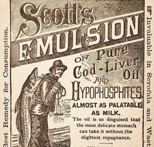 1886 Scott's Emulsion Cod Liver Oil Advertisement Victorian Quack Medicine E98A
