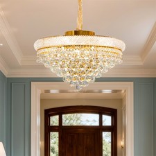Gold Flush Mount Ceiling Light Stylish Multi-faceted Crystal Chandelier Indoor