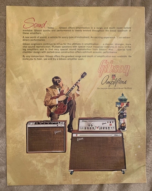 1964 Gibson Guitars “Gibson Amplifiers” Newsletter Catalog Not Reprint