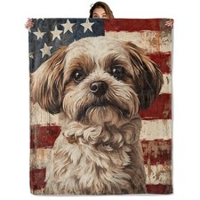 Shih Tzu Dog Flannel Throw Blanket 50x60 Inch Soft Fuzzy Lightweight Couch