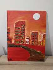 White Sun City ON Fire Painting Thick