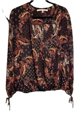 Collective Concepts Paisley Print Blouse with Tie Sleeves