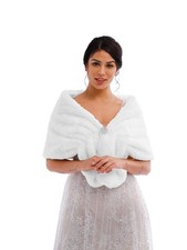 Women  s Faux Fur Shawl and Wraps Bridal Wedding Fur Stole With Rhinestone