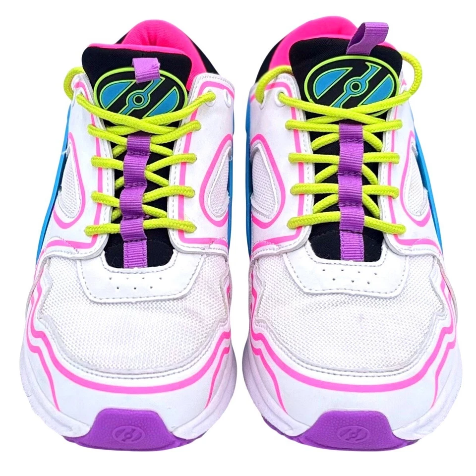 Kids Heelys Wheeled Shoes White Pink Blue Yellow Logo Size Youth 5 Sneakers - Image 4 of 4