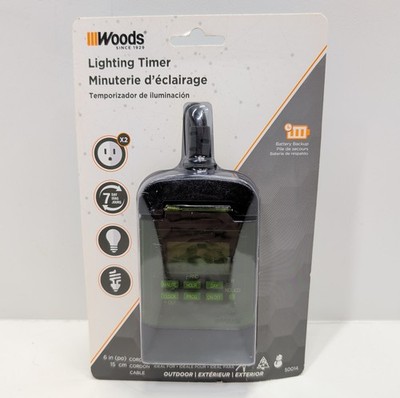 Woods 50014 Outdoor 7 Day Digital Lighting Timer Dual Outlet NEW