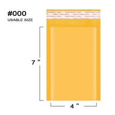 12-500pcs Made in USA Kraft Bubble Mailer Shipping Envelopes 000 4"x7"