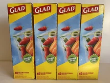 4x Glad Gallon Storage Zipper Bags 40 Zipper Bags Each( 10-9/16 IN X 10-3/4 IN )