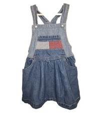 Tommy Hilfiger Denim Overall Dress Girls 4T Vintage Flag Design
