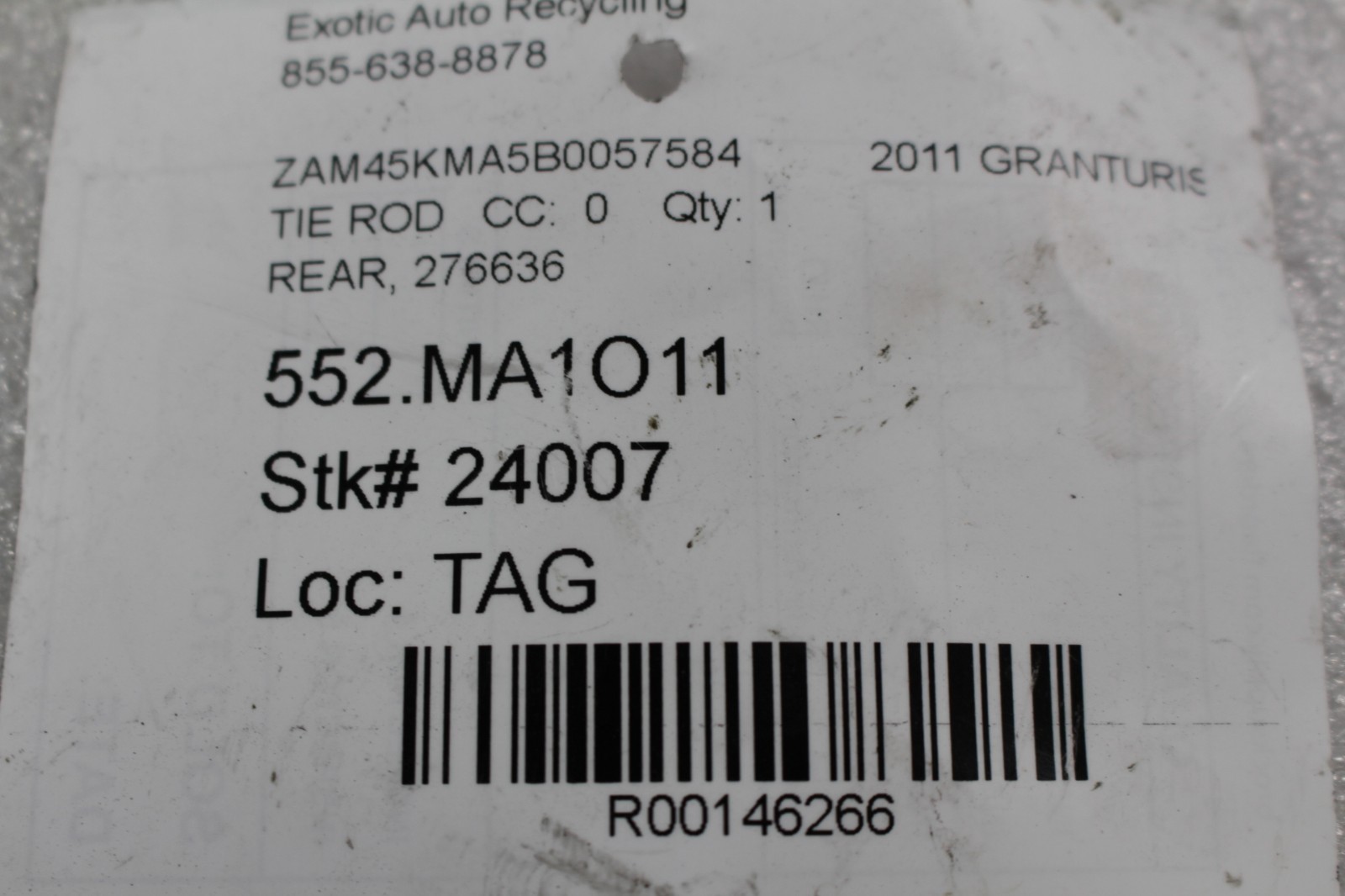 Maserati Quattroporte, Granturismo, Rear Tie Rod, Used, P/N 276636