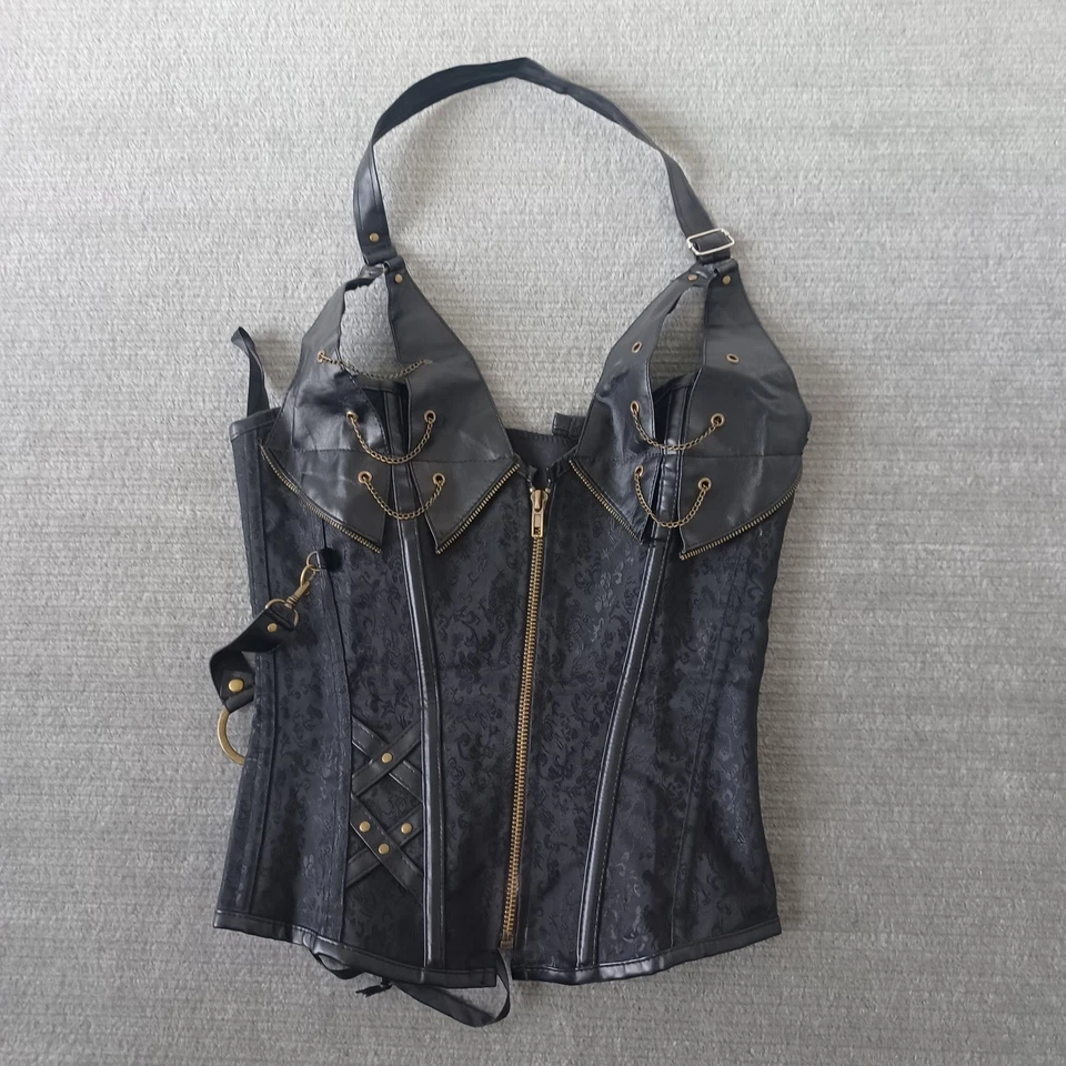 Corsé Coqueta Bustier Negro Encaje Mujer S Gótico Encaje Corbata Pinup Steampunk Foto 2 de 4