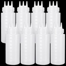 Dingion 8 Pcs 3 Hole Squeeze Bottles 16 oz Plastic Condiment Squeeze Bottles ...