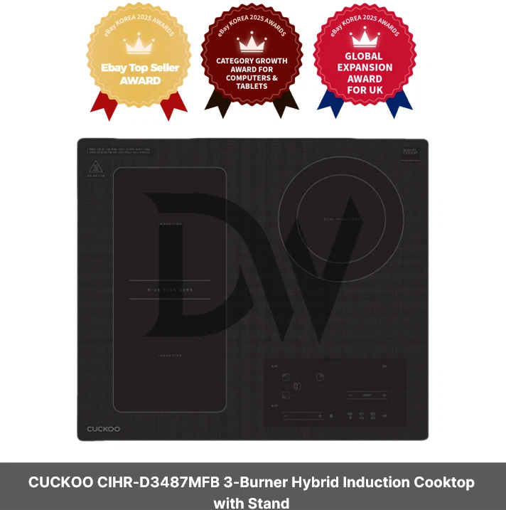 CUCKOO CIHR-D3487MFB 3-Burner Hybrid Induction Cooktop with Stand / 220V/EU PLUG