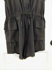 Athleta Womens Sutton Drawstring Romper Shorts Size 6 Black Pockets Short Sleeve — photo 6