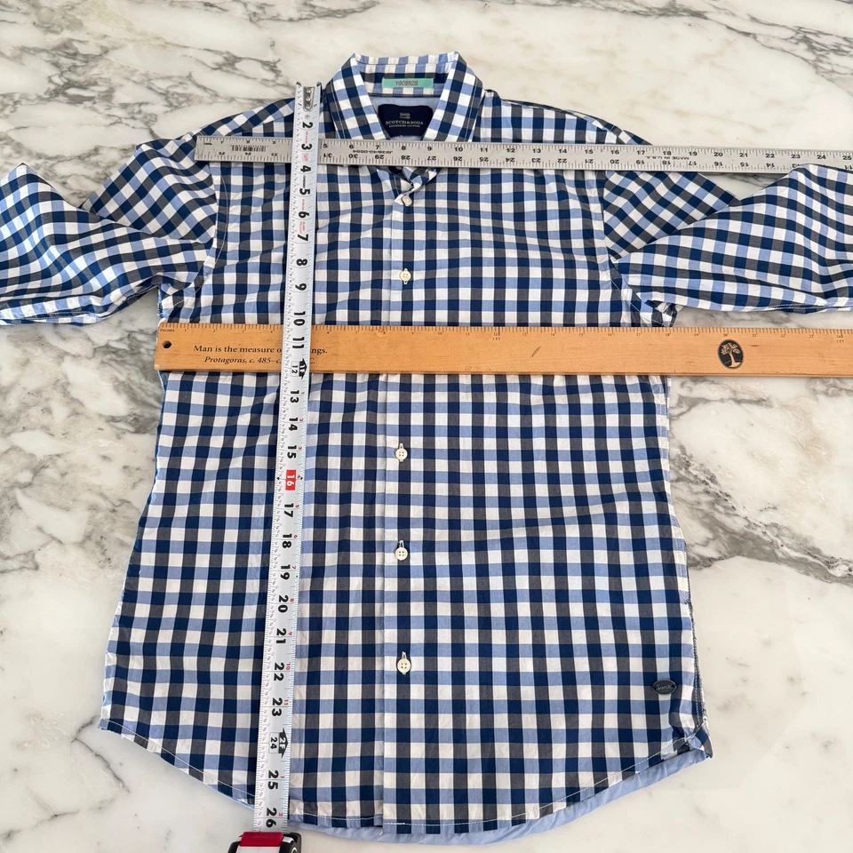 Camisa de manga larga azul Scotch & Soda para hombre, calce ajustado, talla Pequeño Foto 4 de 4