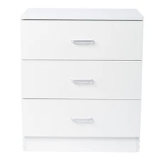 Bedroom Nightstand 3 Drawers End Table 3-Drawer Dresser Storage Cabinet White