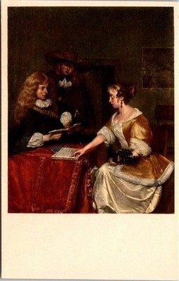 A Music Party by Gerard Terborch Dutch 17th Century Art Postcard