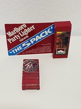 Vintage MARLBORO Clear Party Lighter Philip Morris 1992 & Scripto Lighter New
