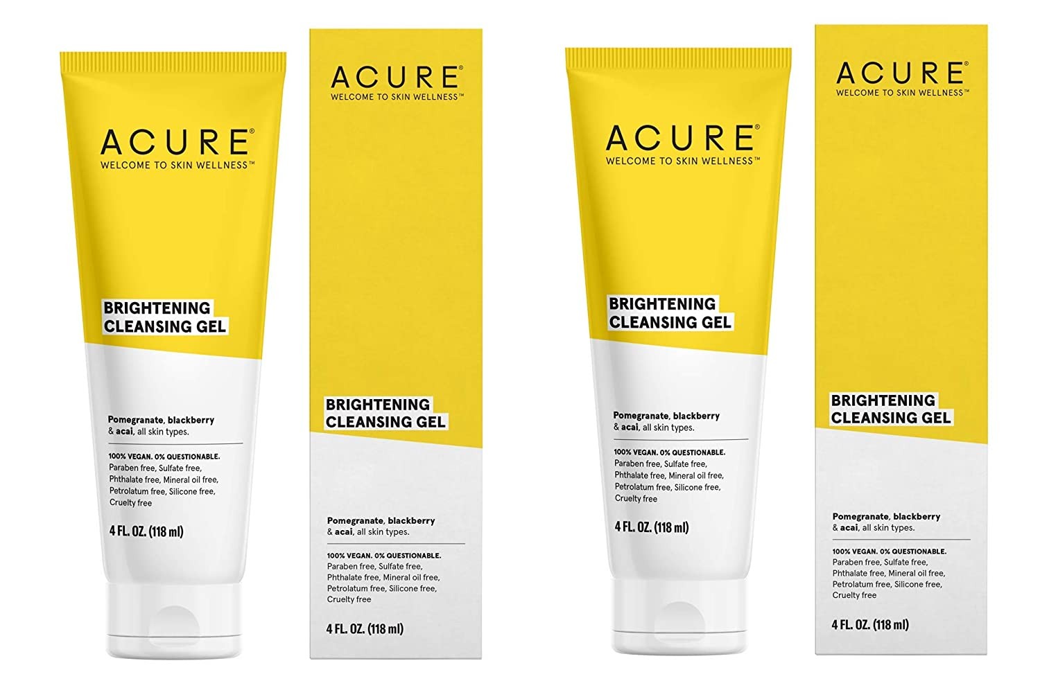 Очищающий гель Acure Brightening, 4 жидких унции (118 мл) (упаковка из 2 штук)