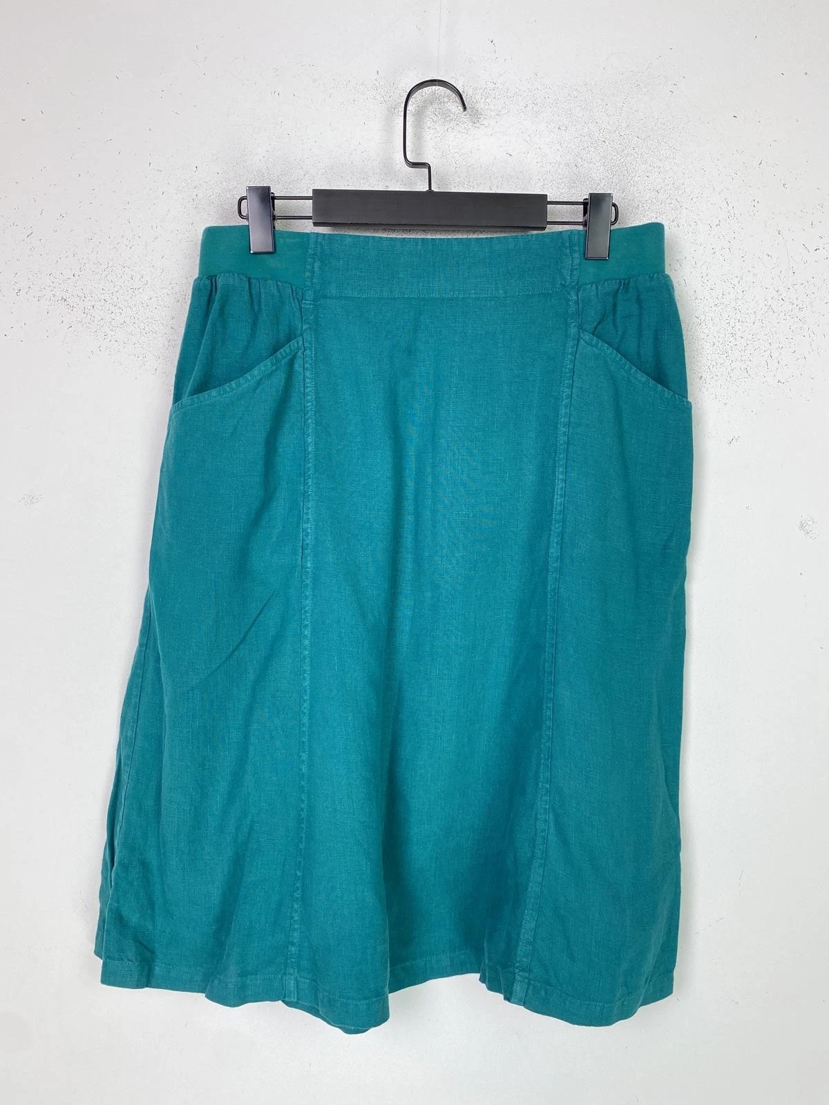 Seasalt Cornwall Teal Plain Knee Length A Line Linen Skirt Pocket Pull On UK 12
Opens in a new windo
