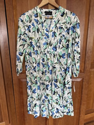 NWT DONNA MORGAN Women’s Blue White Floral V-Neck A-Line Dress Nordstrom  Size