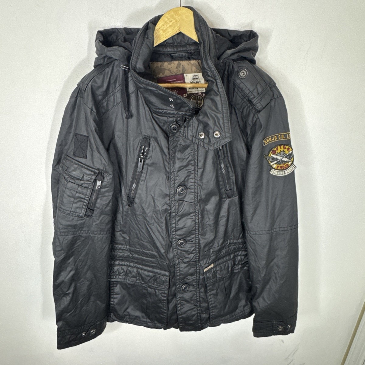 Khujo Noah II XL Black Coated Cotton Jacket Urban Military Utility 