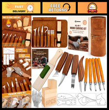 24Pcs Wood Carving Tools Set with Storage Bag, Whittling Knife Kit Templates