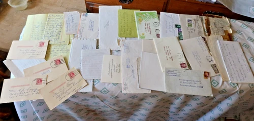 LOT Vintage Letters Stamps Envelopes Ephemera Notes Cards Invitations Paper LOT