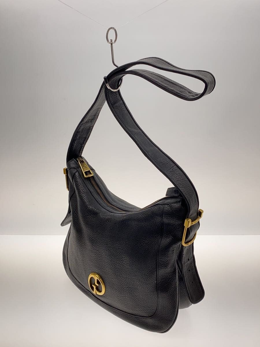 GUCCI shoulder bag interlocking G leather Black plain 257089 GUCCI shoulder bag interlocking G leather Black plain 257089