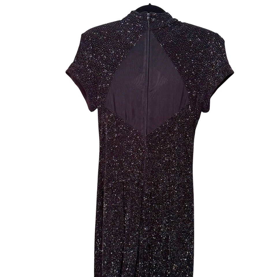 Вечернее платье женщин 12 изогнутый черный мини иллюзия шикарный блеск винтажный ночной путь - Изображение 3 из 4