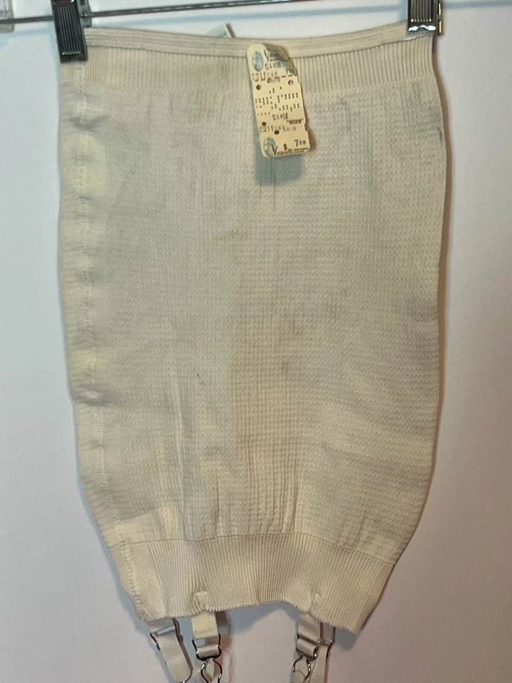 Faja Vassarette de Colección Goma Mediana Blanco Metal Clips Liguero Años 50 Foto 4 de 4