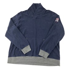 Chaps Sports Mens Shaw Sweater XL Blue Gray Pullover Front Pocket Dress Shirt