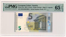 EUROPEAN UNION (AUSTRIA) banknote 5 Euro 2013 PMG MS 65 EPQ Gem Uncirculated
