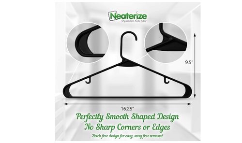 Black Plastic Hangers Coat Hanger Clothes Space Saving Durable Non Breakable 20 - Picture 6 of 8