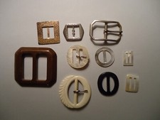 Antique Carved Mother of Pearl Belt Buckles, Scarf Slide lot of 10