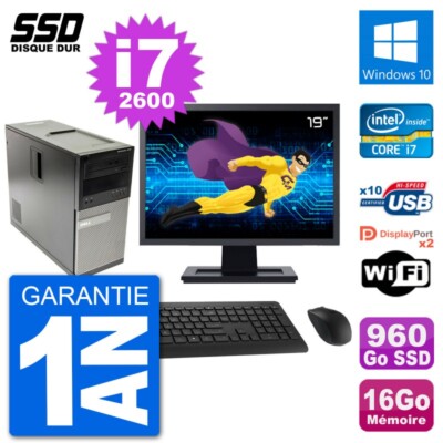 PC tour DELL 7010 Bildschirm 19 '' Intel i7-2600 RAM 16Go SSD 960Go Windows 10